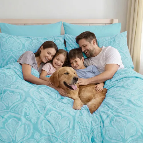 Vista 5 de LDC LUX Décor Colección - Juego de sábanas para cama de tamaño individual con estampado de cachemira – 4 piezas de sábanas de microfibra ultra