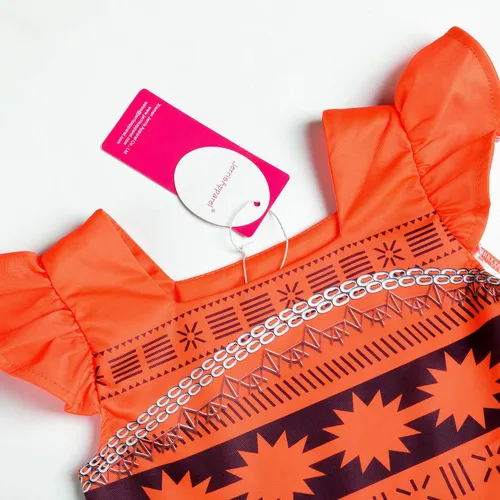 Vista 3 de JerrisApparel Disfraz de princesa, conjunto de falda de dos piezas para niñas (3T-4T, naranja)