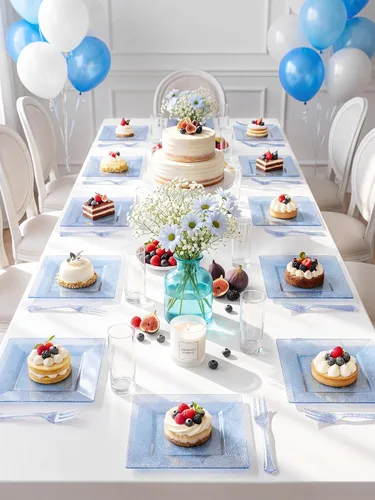 Vista 6 de DaYammi 100 platos de postre con purpurina azul, que incluyen 50 platos de aperitivo de 6 pulgadas y 50 tenedores de plástico de 5.7 pulgadas, plato