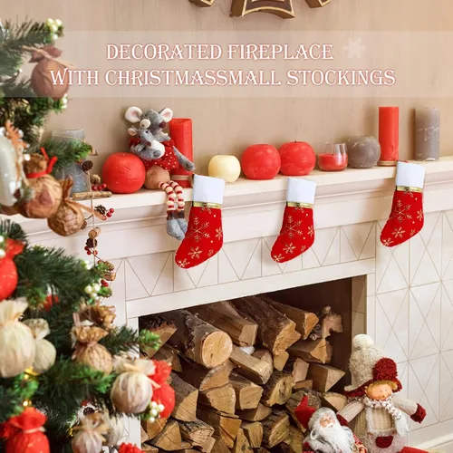 Vista 5 de Patelai 30 piezas de mini calcetines de Navidad a granel de 5.5 pulgadas, adornos portacubiertos navideños, decoración de mesa de comedor, soporte