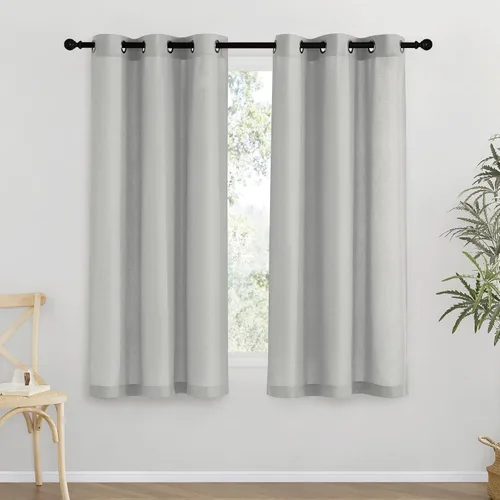 Vista 140 de NICETOWN - Cortinas de lino angora para ventana de cocina sobre el fregadero, con ojales, lino grueso angora, tratamientos cortos para ventanas