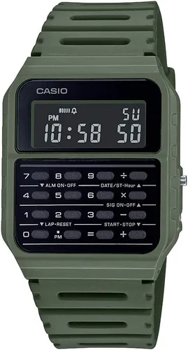 Vista 2 de Casio CA53W Vintage Series Data Bank 1/100 SEC Stopwatch Water Resistant 8 Digit Calculator Dual Time Resin Band Resin Case Auto