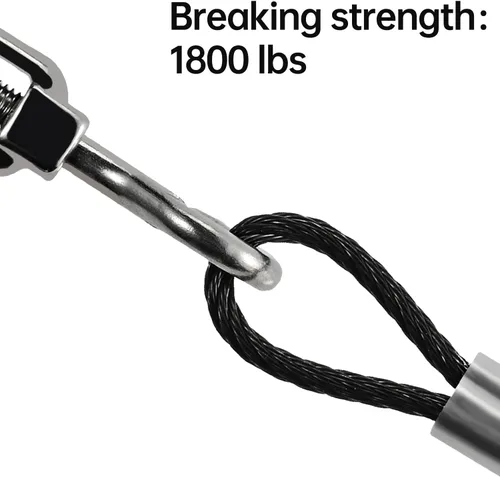Vista 5 de Steel DN Mate Cuerda de alambre negro de 100 pies, cable de acero inoxidable de 1/8 pulgadas para sistema de barandilla de cable de cubierta