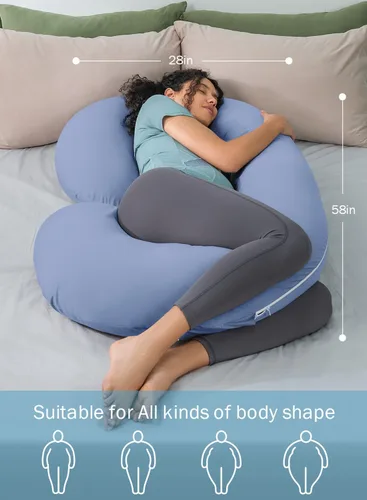 Vista 7 de INSEN Almohada de embarazo refrescante, almohada de maternidad para mujeres embarazadas (azul refrescante)