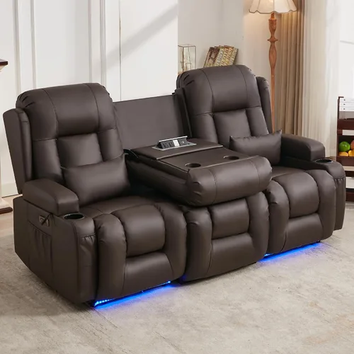 Vista 18 de URRED Wall Hugger Power - Sofá reclinable con masaje y calor, color beige