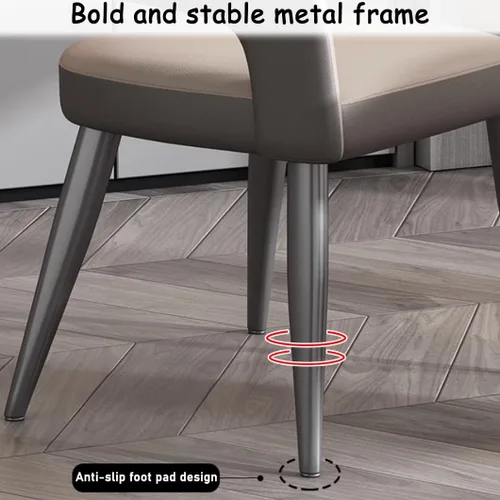 Vista 6 de YVYKFZD Leather Dining Chairs, Leisure Kitchen Chairs Set, Upholstered Dining Room Chairs with Backrest, Lounge Armchair Comfy Side Chair, for Brown