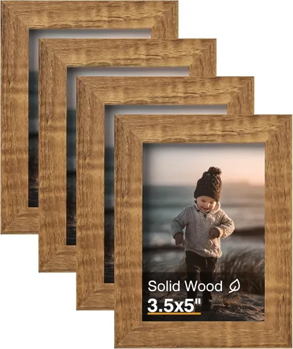 Vista 19 de KINLINK Marco de fotos de 3.5 x 5 pulgadas, color negro ceniza, marcos de madera maciza con plexiglás para mesa y montaje en pared, marcos de fotos