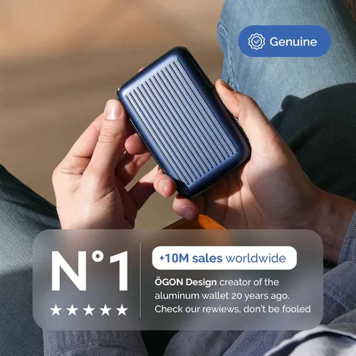 Vista 39 de ÖGON -DESIGNS- Portatarjetas de aluminio, protección RFID contra fraude y desmagnetización, billetera compacta, funda inteligente modelo STOCKHOLM V1