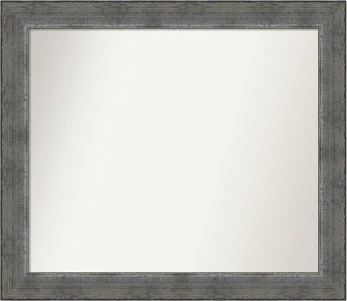 Vista 158 de Amanti Art Espejo de baño plateado para sobre el fregadero, 24 x 24 pulgadas, espejo cuadrado de peltre forjado a medida, marco de madera casual