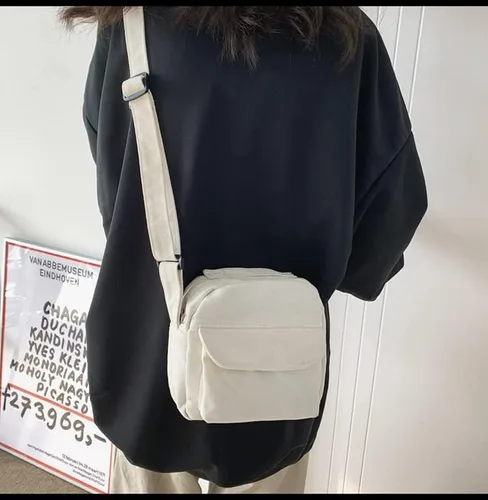 Vista 4 de Bolso de lona pequeño bandolera para hombre, bolso cruzado para mujer, bolso cruzado estético, bolso grunge