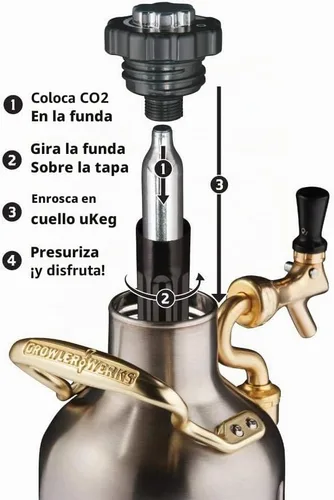 Vista 4 de GrowlerWerks uKeg 64 Cargadores de CO2 0.28 oz, caja de 10