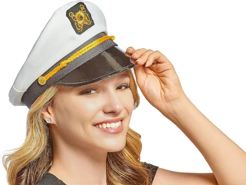 Vista 2 de NJ Novelty - sombrero de capitán de yate, accesorio de disfraz para adulto, gorro de embarcación
