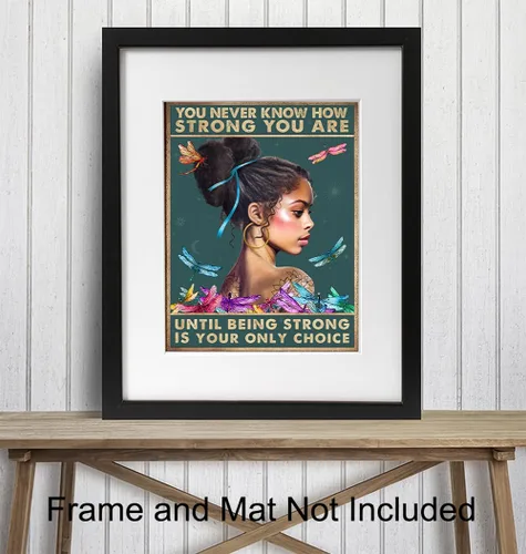Vista 3 de Póster motivacional de mujeres afroamericanas, arte de pared de niña negra, decoración de pared de afroamericanos, frases inspiradoras de libélulas