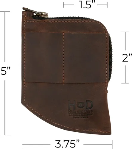 Vista 5 de Hide & Drink, Billetera de bolsillo EDC, organizador de efectivo curvado, soporte para tarjetas frontal delgado, clip para dinero, cuero de grano