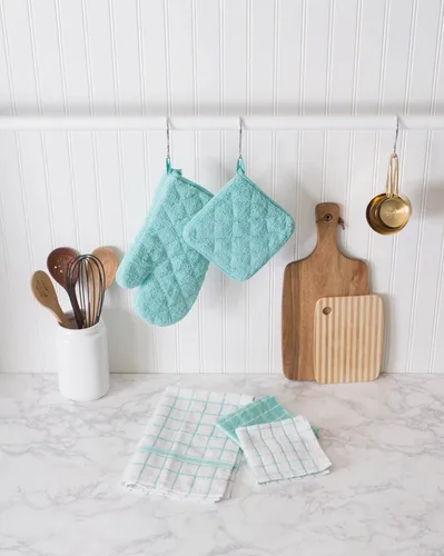 Vista 6 de Paños de cocina 100 % de algodón rizado DII, se pueden lavar a máquina, ultra absorbentes, básicos todos los días de 12 x 12 pulgadas, diseño