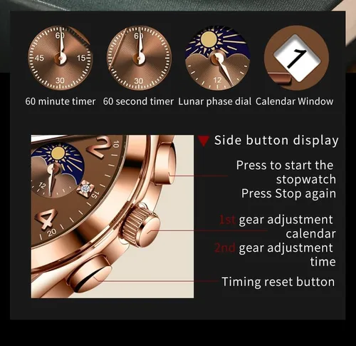 Vista 7 de OLEVS Relojes de hombre de cuero marrón con fecha, relojes casuales para hombre, relojes de cara grande para hombre, cronógrafo para hombre, reloj
