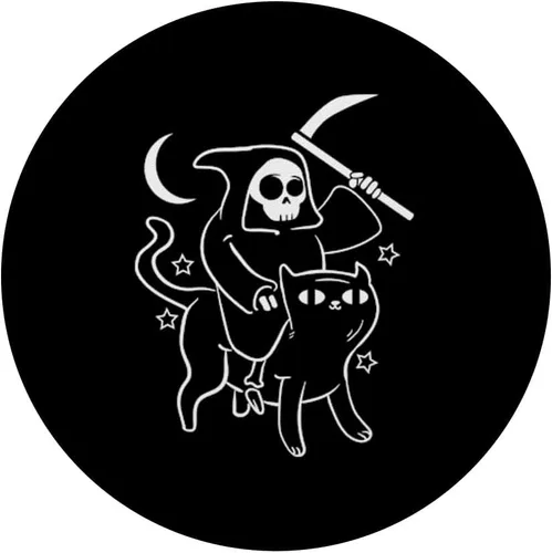 Vista 3 de Grim Reaper Ride Satan Cat Demonic Evil Devil Ocult Satanic PopSockets PopGrip: Agarre intercambiable para teléfonos y tabletas
