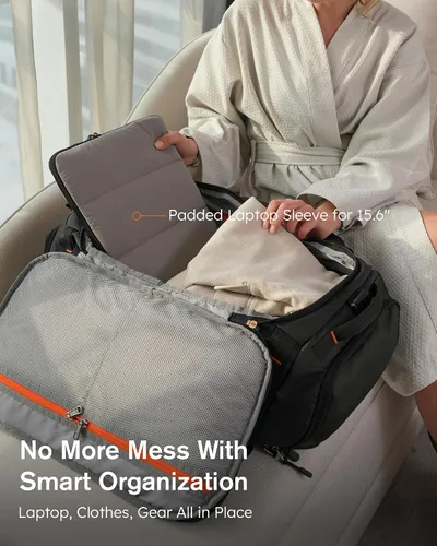 Vista 8 de Tolaccea Mochila deportiva con funda independiente para laptop para hombre y mujer, Negro, Opciones de transporte 3 en 1 mochila, mano y bandolera