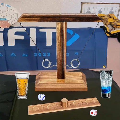 Vista 8 de Juego de lanzamiento de anillos de madera para interiores y exteriores, juego de lanzamiento de anillos para adultos y niños, 9.8 pulgadas