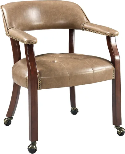 Vista 16 de LEEMTORIG Sillas de comedor grandes con ruedas y brazos, sillas de comedor con ruedas rodantes, sillas de escritorio de oficina de madera maciza, 26