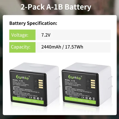 Vista 8 de A-1B Batería de repuesto para cámara Arlo Pro, Pro 2 VMA4400 2440mAh baterías recargables de iones de litio 7.2V/17.57Wh (paquete de 2)