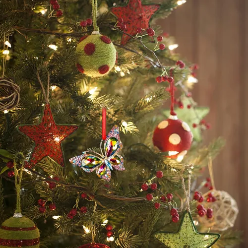 Vista 5 de WaaHome Adornos de Navidad de mariposa 2025 – Recuerdo de mariposa monarca de metal, adornos de árbol de Navidad, mariposas coloridas, regalo