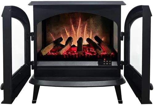 Vista 5 de Modern Ember Harlowe - Estufa Calentador de Chimenea Eléctrica Independiente en Negro con Cama de Brasas Multicolor Tecnología Inteligente