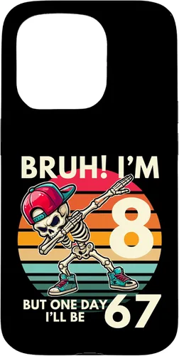 Vista 14 de Bruh I'm 8 But One-Day I'll Be 67 Retro 8th Birthday Kids Case for iPhone XR