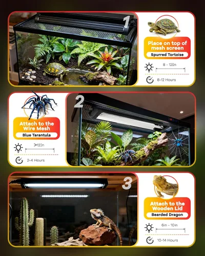 Vista 3 de Luz UVB para reptiles de 24 W, T5 UVB para reptiles HO Kit combinado con tarjetas de sensor de prueba, barra de luz de reptiles de alto rendimiento