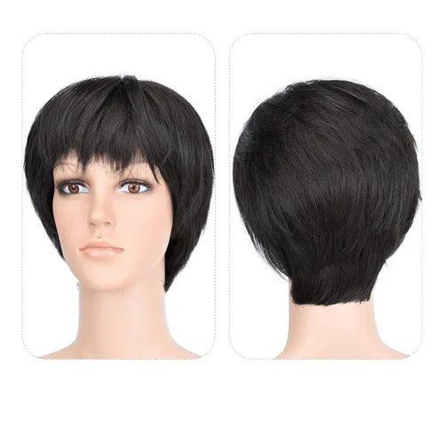 Vista 44 de Pelucas Bob con flequillo, peluca de cabello castaño rojizo de 10 Caoba