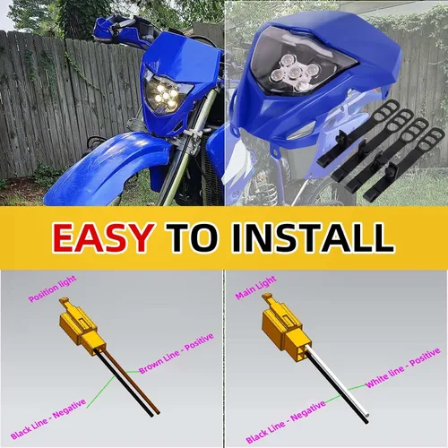 Vista 8 de AnXin - Faro delantero para motocicleta LED universal para YZ125 YZ250 TTR230 YZ250F YZ450F DRZ400 WR250F WR450F, la mayoría de las motocicletas