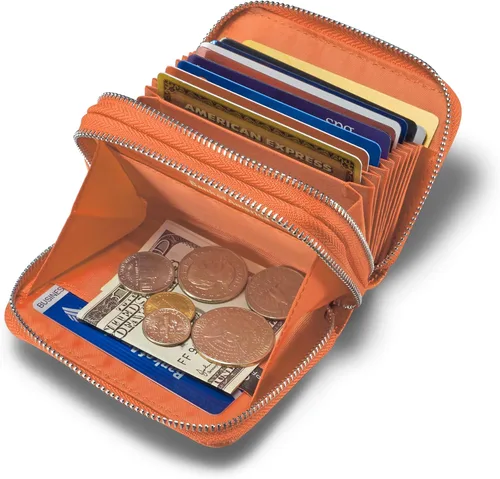 Vista 3 de KALMORE Women's Genuine Leather RFID Secure Spacious Cute Zipper Card Wallet Small Purse