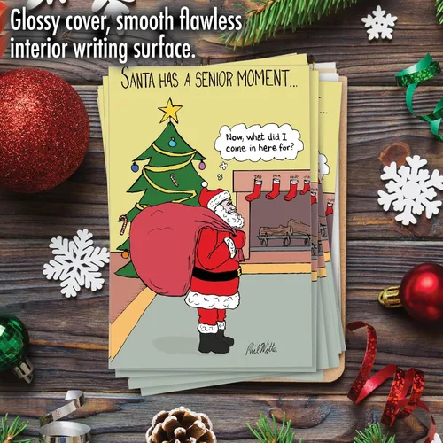 Vista 3 de NobleWorks 12 Divertidas Tarjetas de Felicitación de Navidad en Caja a Granel con Sobres de 5 x 7 Pulgadas (1 Diseño, 12 de Cada Una) Santa's Senior
