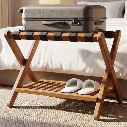 Vista 21 de Heybly HLR010Z1 - Portaequipajes, soporte plegable para maleta con estante de almacenamiento, soporte de equipaje de alta resistencia
