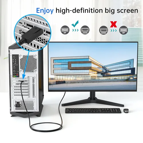 Vista 10 de Paquete de 2 cables DisplayPort a HDMI 4K de 6 pies, cable macho a