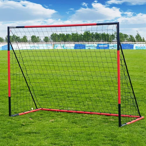 Vista 8 de KAIHAOWIN Portería de fútbol 3'x2.5' 6'x4' 8'x6' 10'x6.6' - Portería con marco de acero para todo clima, red de fútbol de montaje rápido - Porterías