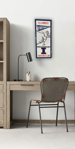 Vista 2 de KH Fan de los deportes 7"x 18" Illinois Fighting Illini reproductor de clásico