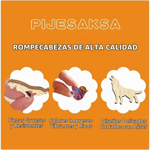 Vista 6 de Rompecabezas de madera para adultos - Rompecabezas avanzado de madera con forma única de gato Maine para adultos, rompecabezas de madera