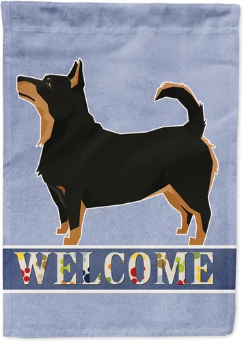 Vista 111 de Caroline's Treasures CK3704GF Bandera de jardín de bienvenida de Akita Shepherd Black and Tan - Bandera decorativa para patio exterior, patio