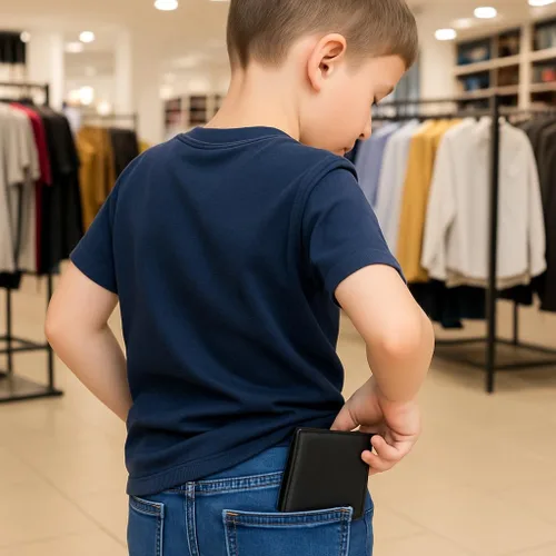 Vista 4 de MARSHAL Cartera de cuero suave para niños delgada delgada monedero plegable, Negro -, Billetera plegable