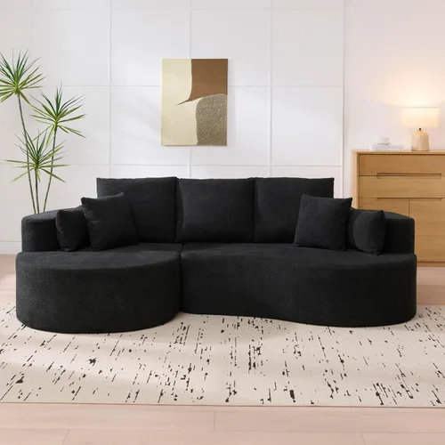 Vista 3 de Sofá Seccional Curvo de 106 pulgadas Sofá de Esponja con Chaise Lounge para Sala de Estar, Sofá Seccional Moderno en Forma de L, Sin Estructura