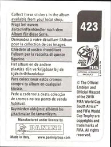 Vista 2 de Calcomanías de la Copa Mundial de la FIFA de Panini 2010 #423 Claudio Marchisio Italia - Adhesivo oficial de álbum de fútbol