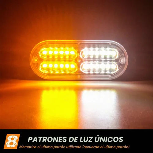 Vista 3 de LINKITOM 4pcs Ultra Slim Sync Feature 24-LED Car Truck Surface Mount Emergencia Hazard Advertencia Luz estroboscópica (Amber & White)