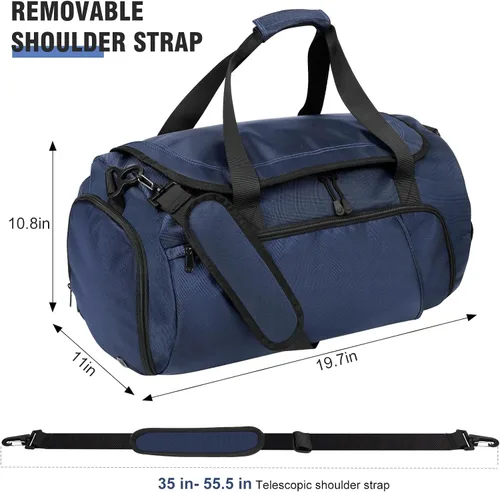 Vista 2 de Bolsa de gimnasio para hombres y mujeres con compartimento para zapatos y bolsillo húmedo, bolsa de gimnasio deportiva resistente al agua, bolsa