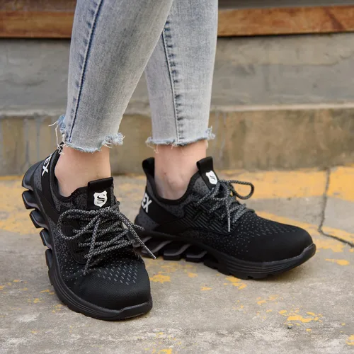 Vista 8 de SUADEX Zapatos de punta de acero para mujer, zapatos de trabajo antideslizantes, ligeros, con punta compuesta, zapatos de seguridad indestructibles
