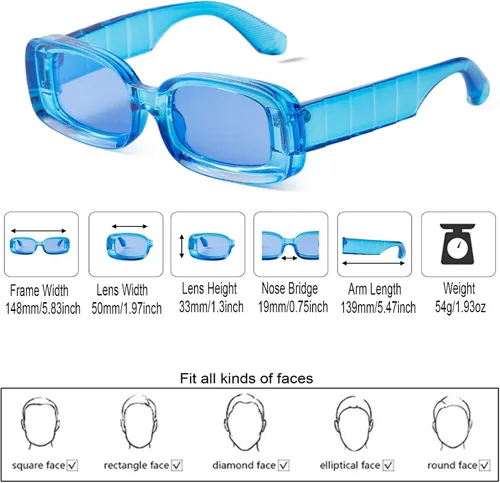 Vista 5 de DQbhzh Gafas de sol rectangulares Y2K de moda para mujeres y hombres gafas de sol retro de los años 90 gafas gruesas y gruesas protección UV400