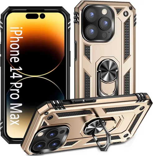 Vista 13 de ADDIT i Phone 14 Pro - Funda para iPhone 14 Pro, con anillo de soporte, soporte ajustable, grado militar, protección resistente, a prueba de golpes