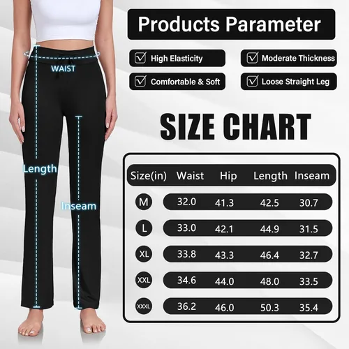 Vista 6 de ADANIKI Pantalones largos de modal y cómodos con cordón para mujer, pierna recta, para yoga, correr, deportes
