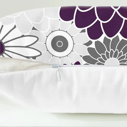 Vista 6 de CaliTime Juego de 2 fundas de almohada decorativas de vellón con flores florecientes de dalia floreciente, para sofá, cama, sofá, decoración de casa