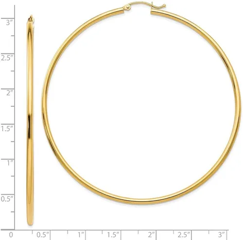 Vista 3 de Roy Rose joyas oro amarillo de 14K arete de aro 70mm. Longitud